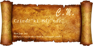 Cziráki Máté névjegykártya